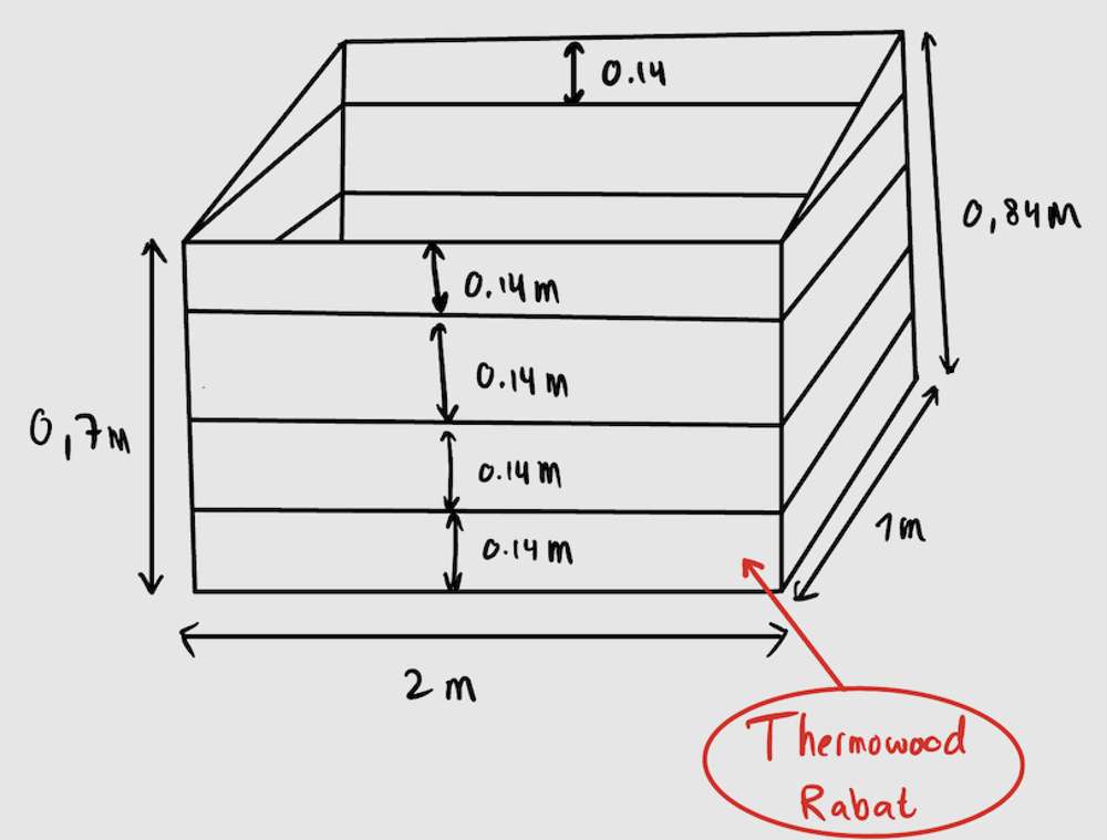 Crude design with dimensions.
