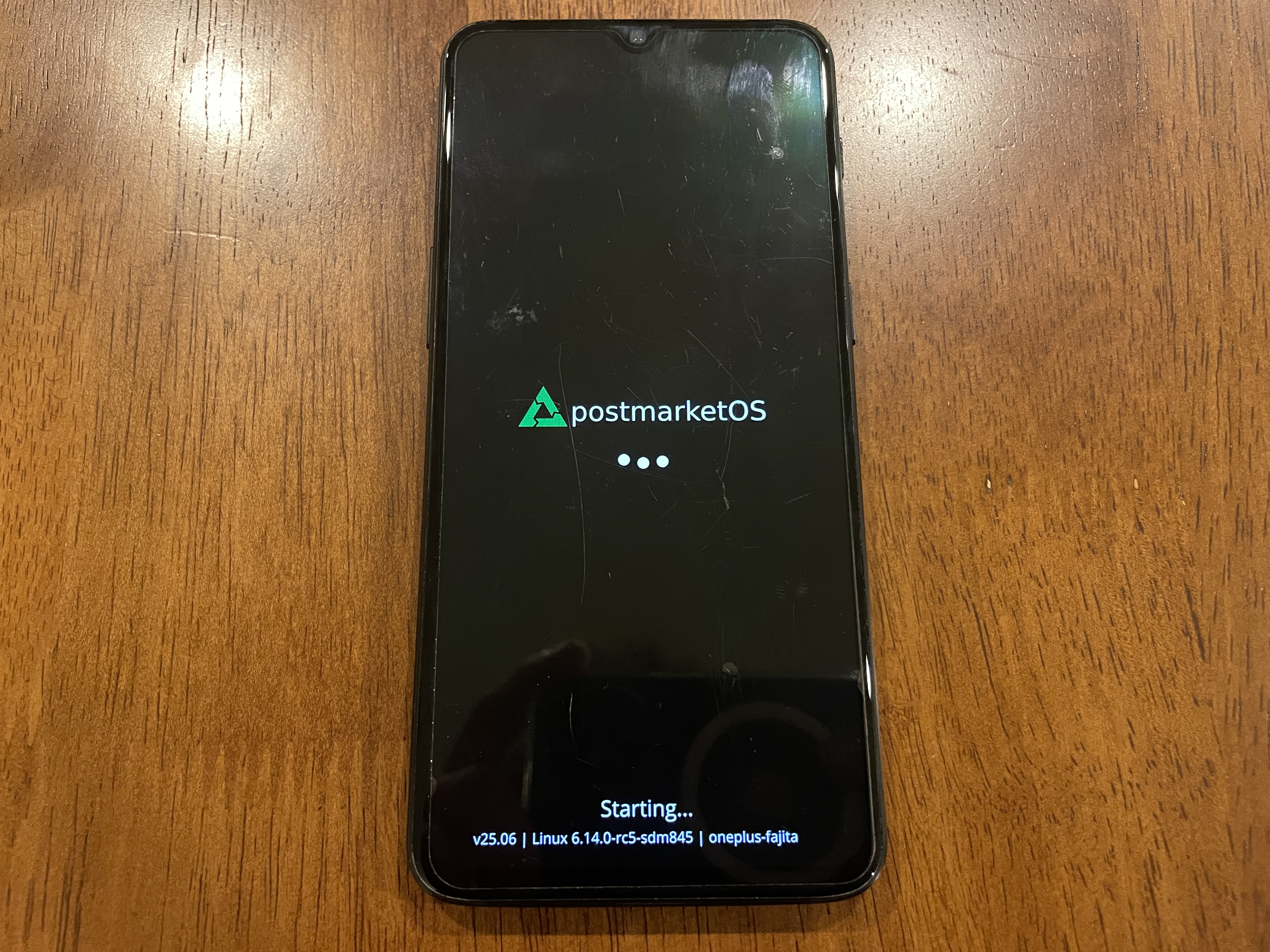 Booting screen of PostmarketOS