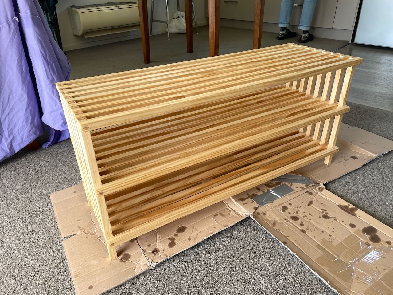 Applied the linseed oil with an old rag.